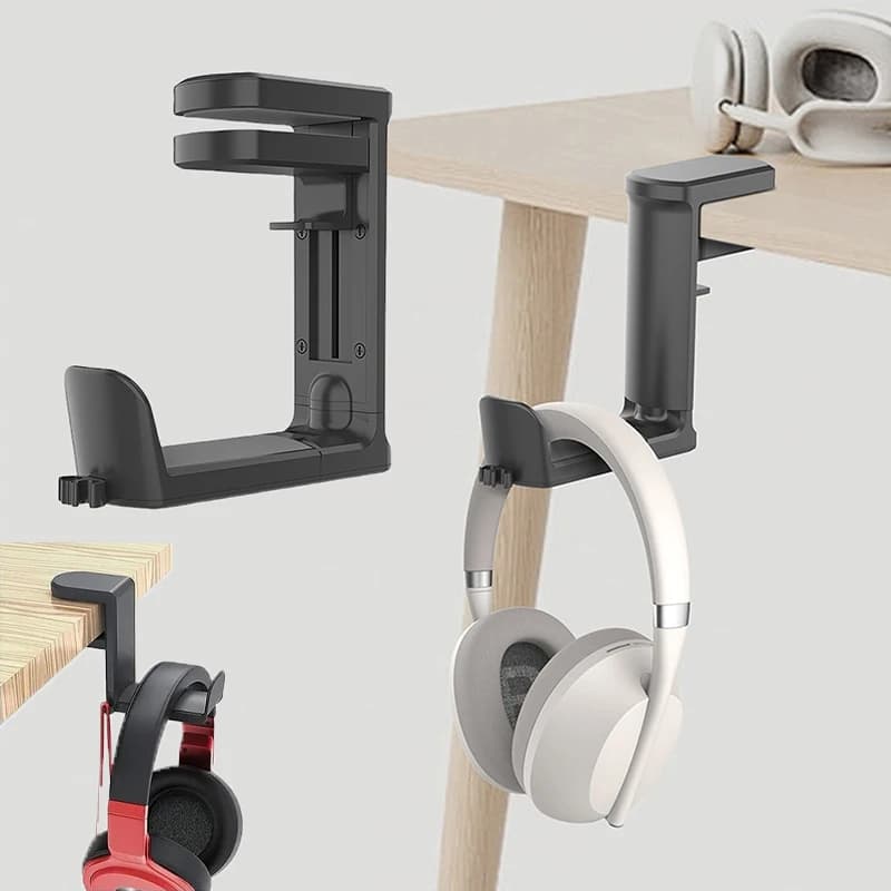 Supporto per auricolari con gancio per clip da tavolo senza punzonatura, rotazione di 360 gradi per Airpods Max/Sony/Bose, supporto per cuffie, organizer Hangin