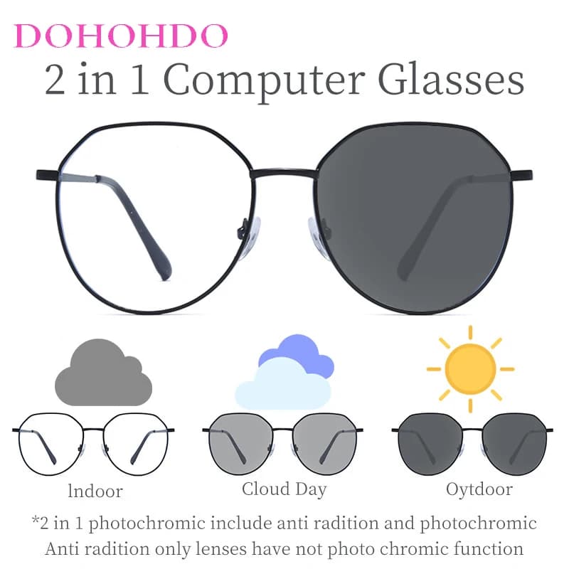 DOHOHDO 2023 Classic Anti Blue Light Blocking occhiali uomo occhiali da vista fotocromatici montature Computer donna occhiali da sole occhiali UV400