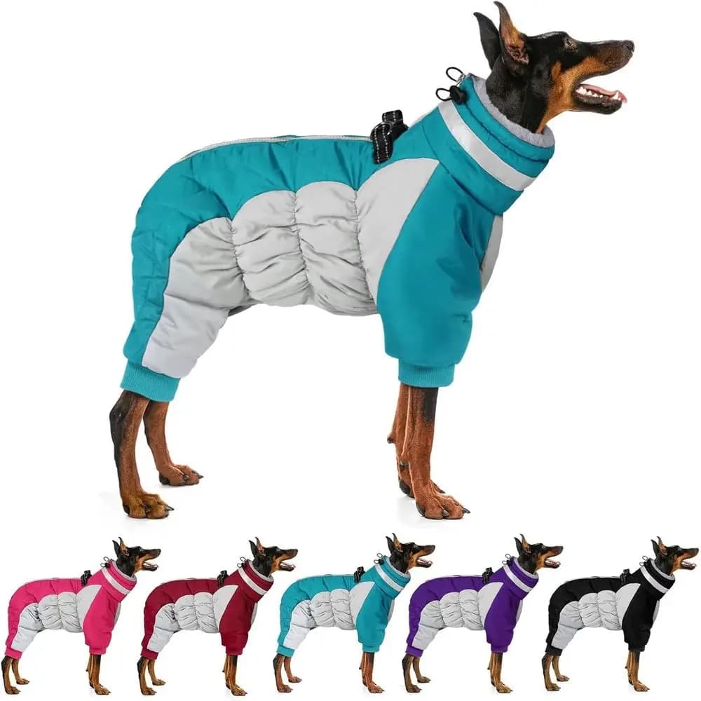 Cappotto Invernale Riflettente per Cani con Imbracatura, Fodera in Pile e Cerniera, per Cani di Piccola e Grande Taglia