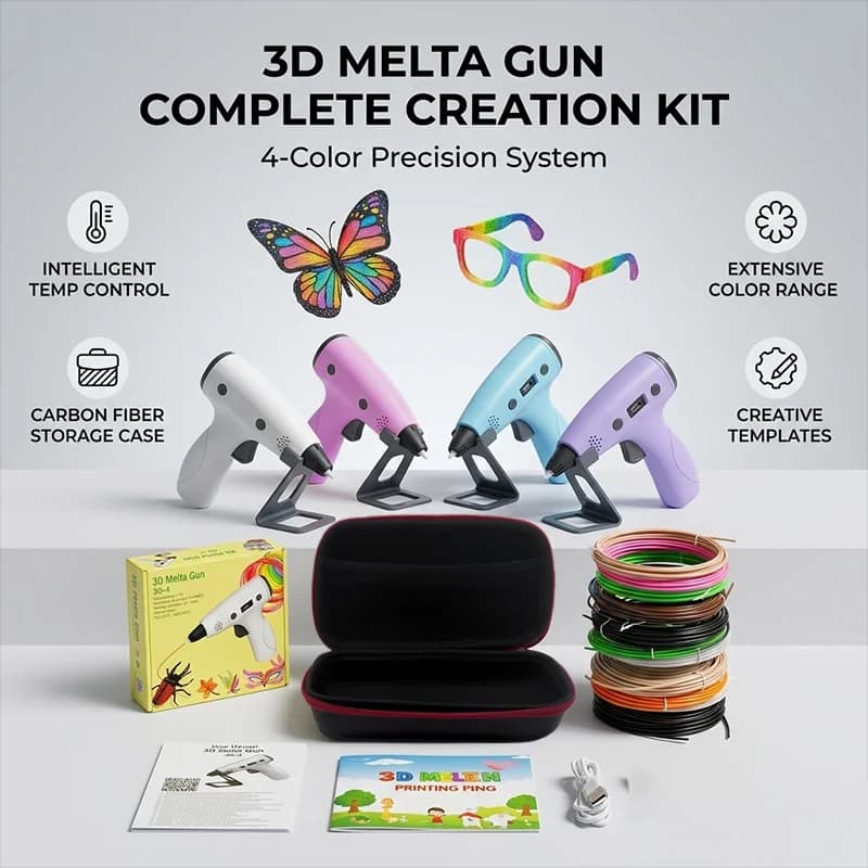 Nuovo Set Penna 3D per Stampa con 9M di Filamento PLA, Libretto di Disegni e Custodia - Giocattolo Educativo Fai-da-te per Bambini