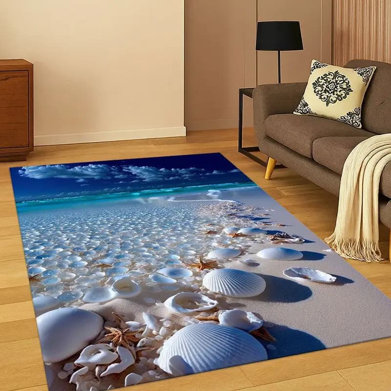 Starfish Beach Sand Shell Sea Star Carpet Rug for Bedroom Living Room Sofa Playroom Doormat Home Decor,Kid Area Rug Non-slip