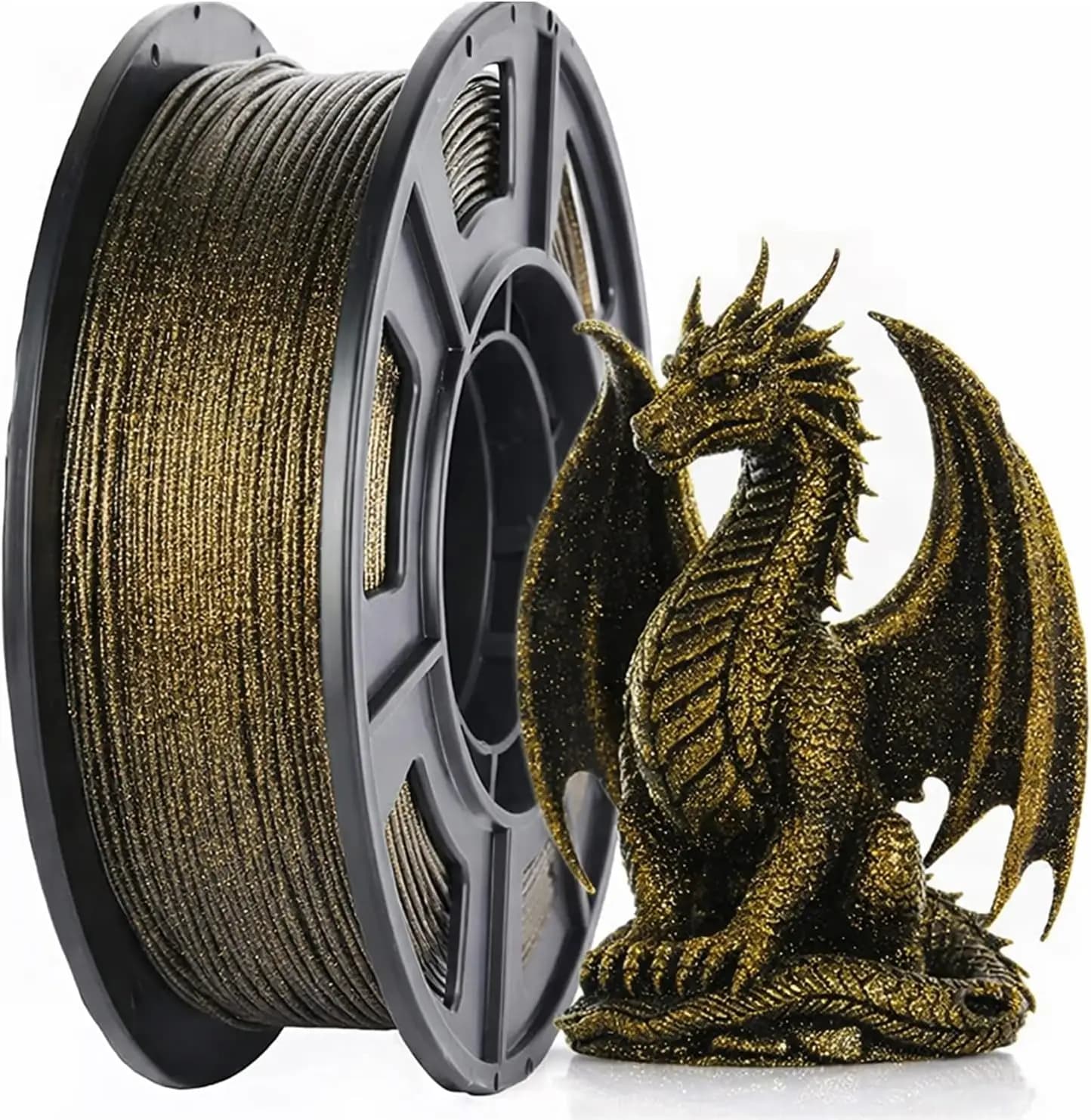 3D Printer Filament Galaxy Glitter PLA 1,75 mm Filajoy3D, black 3D printing filament with gold glitter, 250 g