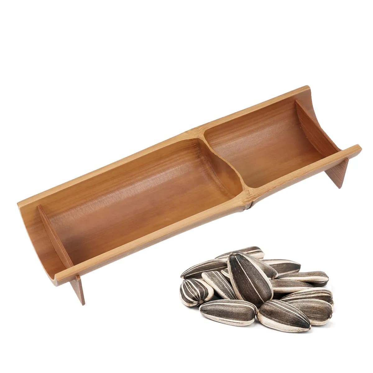 Dried Fruit Box Bamboo Material 2 Section Tray for Candy Nuts Snacks Home Party Serving Plate Storage Container
