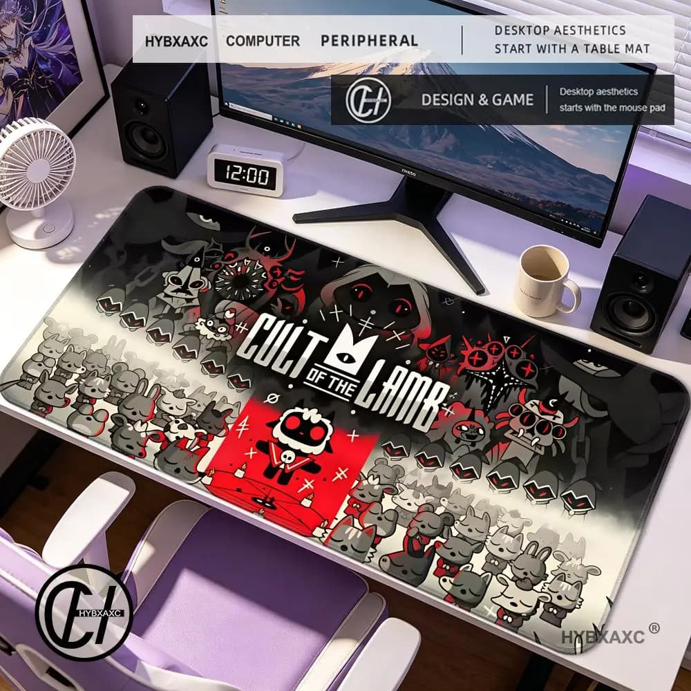 HYBXAXC Tappetino per mouse da gioco W-eird Cult of the L-amb, grande, con bordi rinforzati, per PC e scrivania