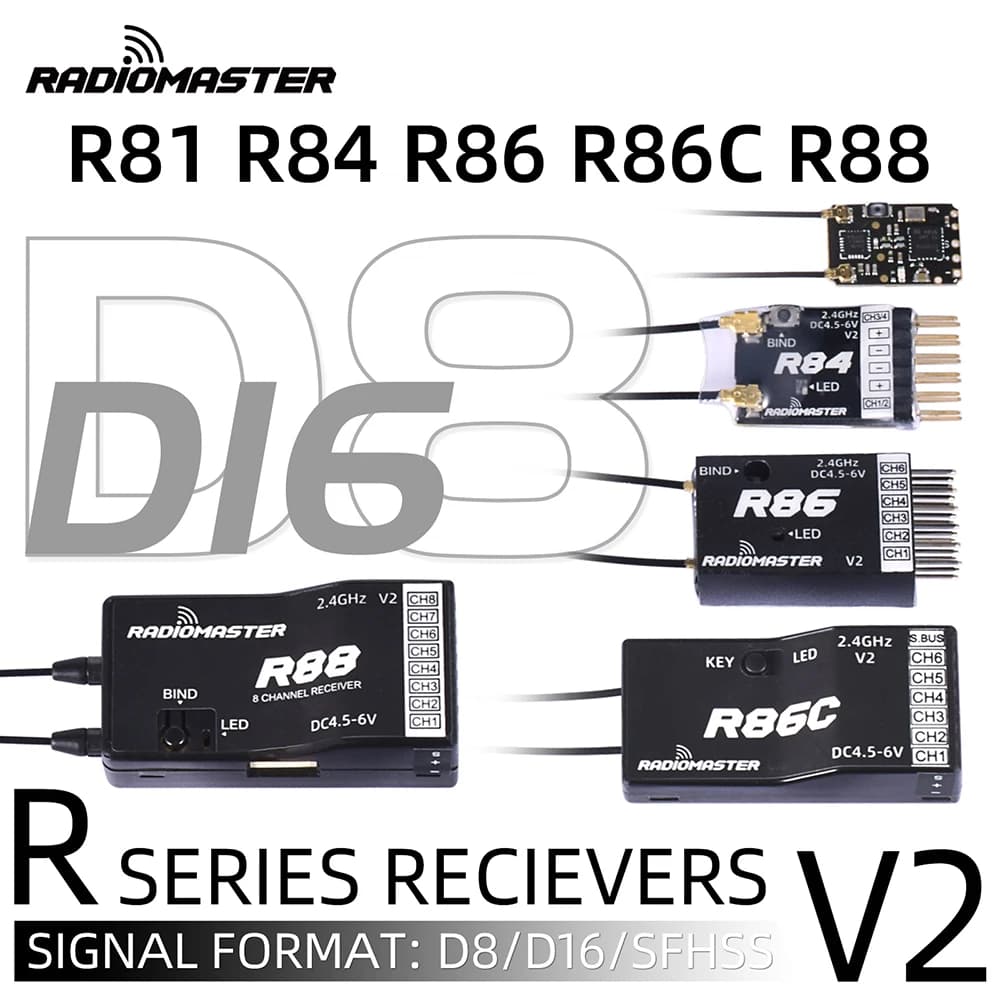 RadioMaster R81 R84 R86 R86C R88 V2 2.4GHz Oltre 1KM SBUS Nano Ricevitore Compatibile FrSky D8 TX16S Supporto Return RSSI per RC