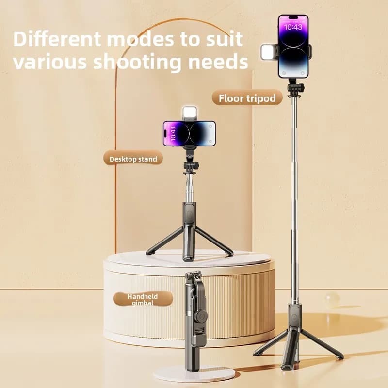Treppiede Bluetooth per selfie con telecomando wireless, supporto estensibile per telefono per live streaming, registrazione video e funzionamento a mani libere