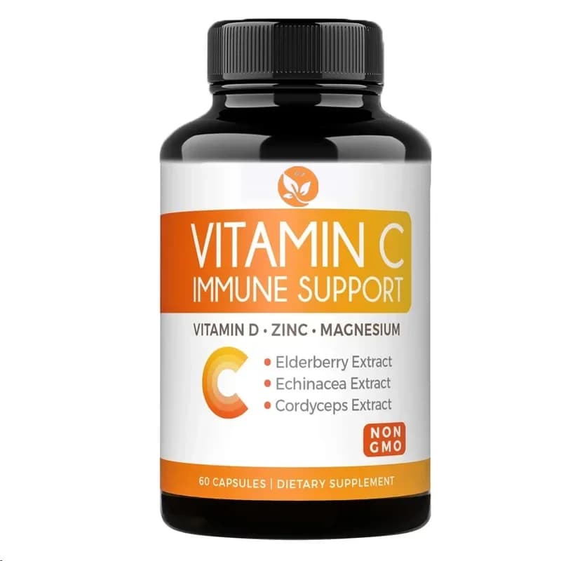 60 capsule vegetariane integratore di supporto immunitario sambuco vitamina C D e zinco magnesio, equinacea, cordyceps sinensis