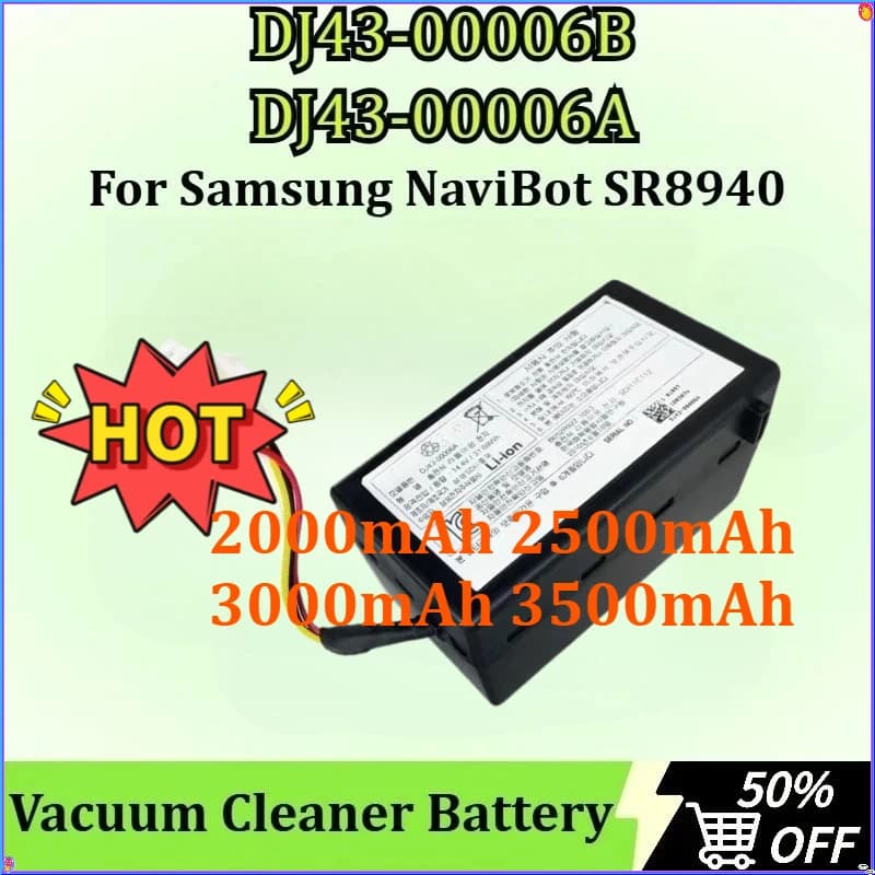 New2000-3500mAh 14.4V DJ43-00006A DJ43-00006B for Samsung NaviBot SR8940 Vacuum Cleaner Battery Rechargeable
