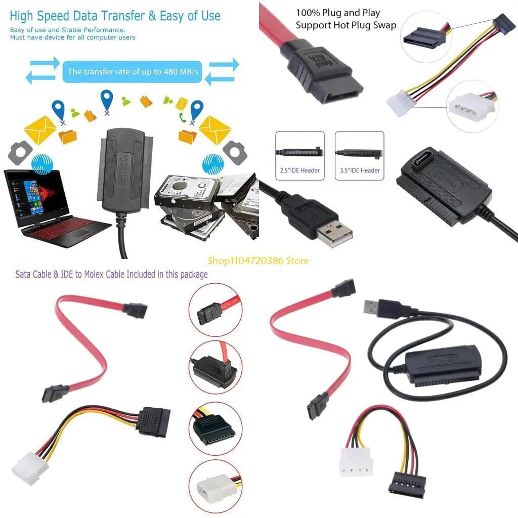 Cavo convertitore adattatore K0EA IDE a USB 2.0 per disco rigido da 2,5 pollici da 3,5 pollici