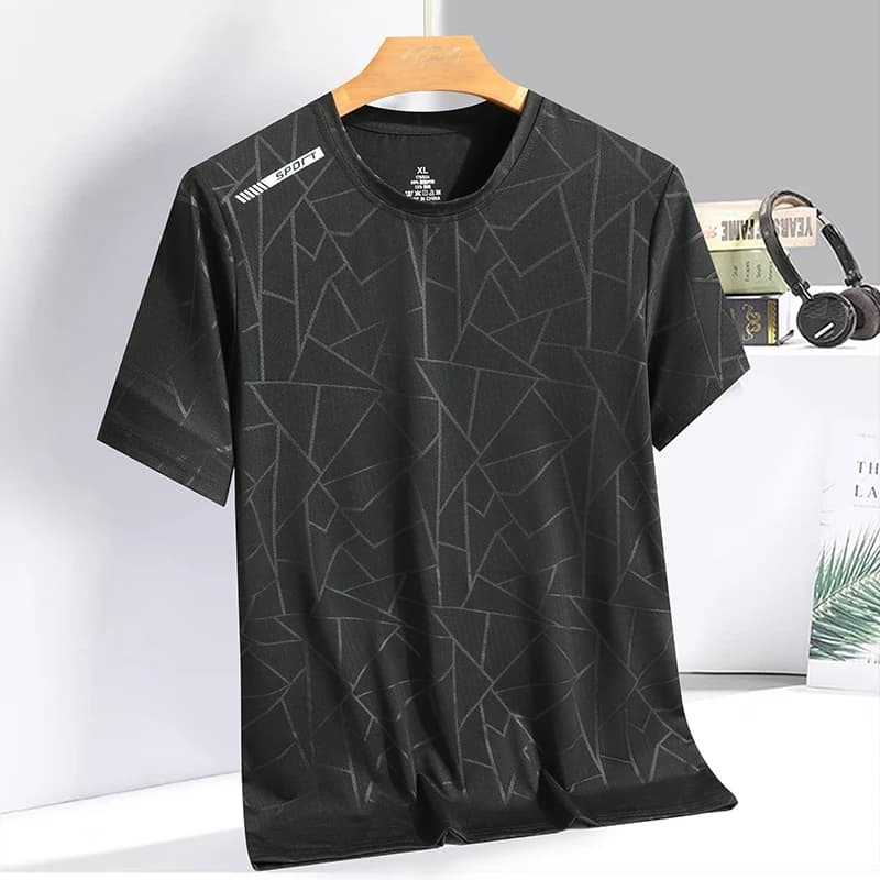 T-shirt Estiva Mimetica in Seta Ghiaccio a Maniche Corte, Girocollo, Sportiva, Sottile, Traspirante, Asciugatura Rapida, Semplice e Versatile, Leggera