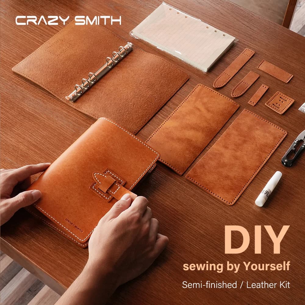 CRAZYSMITH Semifinished Products for Handmade Binder Journal Vintage Leather Cover Refillable Loose Leaf Diary DIY Material