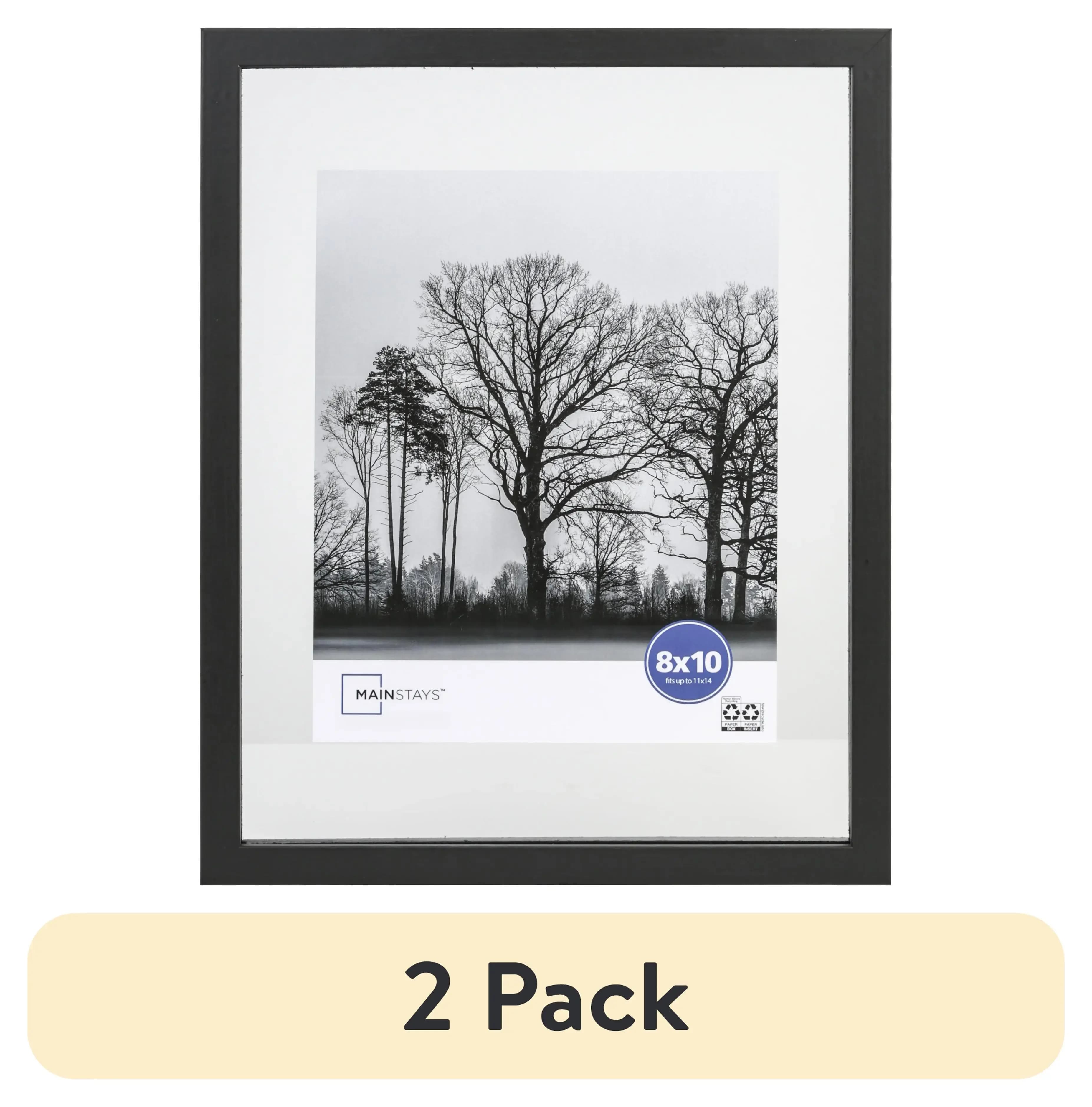 2 pack 8x10 black float wall photo frame with linear design for picture display