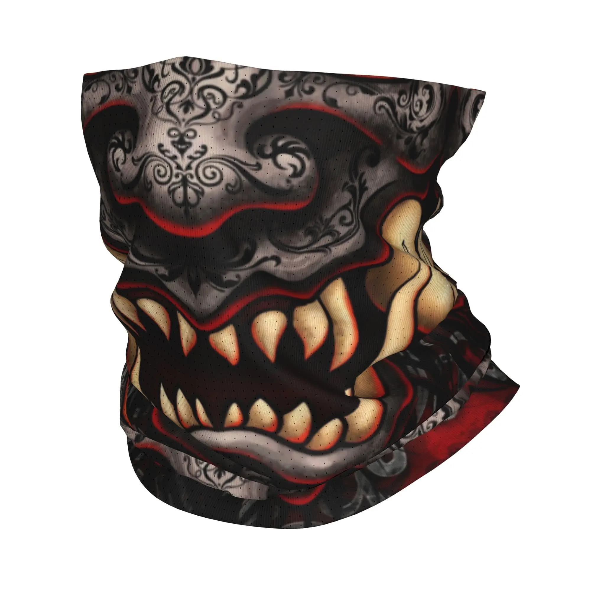 Custom Gothic Oni Hannya Neck Gaiter Men Women UV Protection Winter Japanese Samurai Demon Bandana Scarf for Hiking