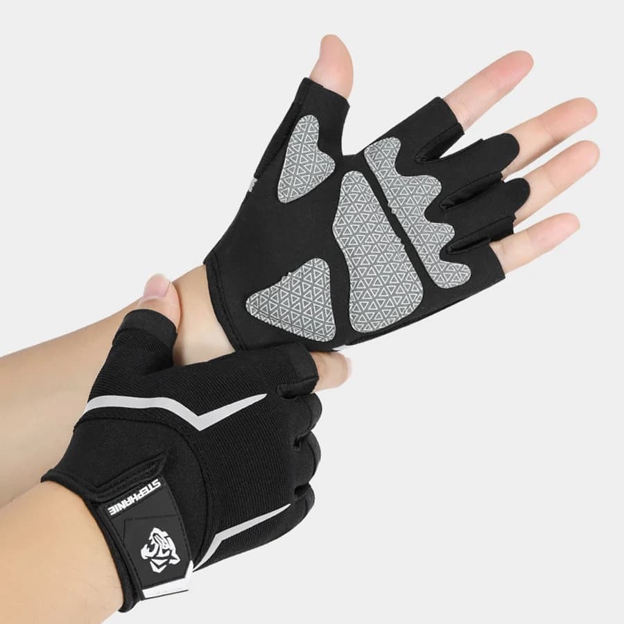 Guanti da ciclismo a mezze dita antiscivolo, con assorbimento degli urti, traspiranti, per uomo e donna, MTB, bici da strada, sport
