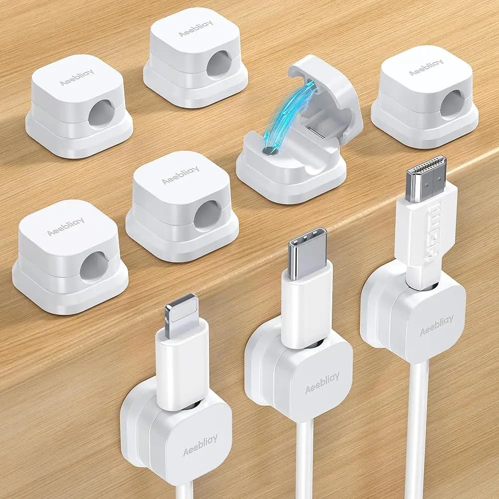 Set di 9 Clip Magnetiche per Cavi, Organizzatore per Cavi da Scrivania, Accessori per Gestione Cavi, Clip per Cavi, Supporto Adesivo per Cavi USB