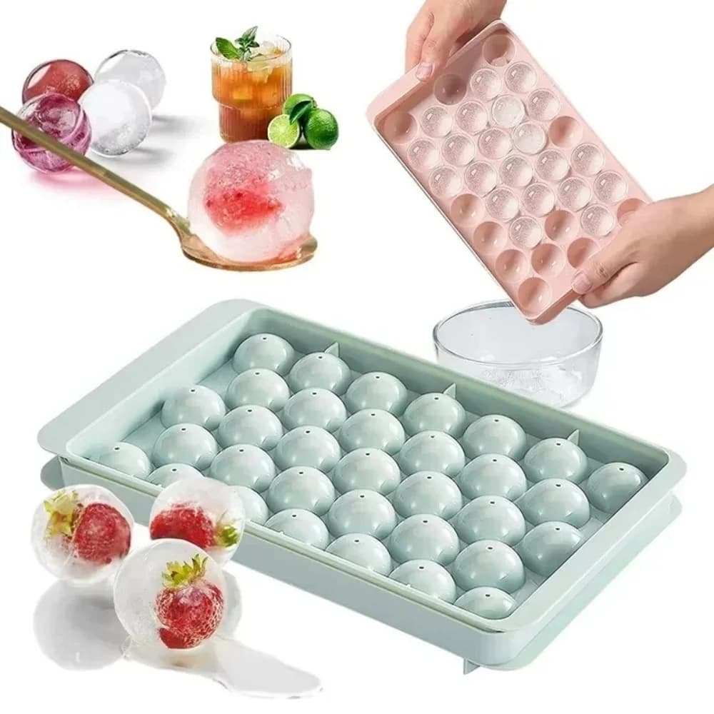 Stampo per 33 cubetti di ghiaccio a sfera in PP, per cocktail, whisky, ghiaccio a pallina, stampo per ghiaccio estivo indispensabile per bevande alla cola