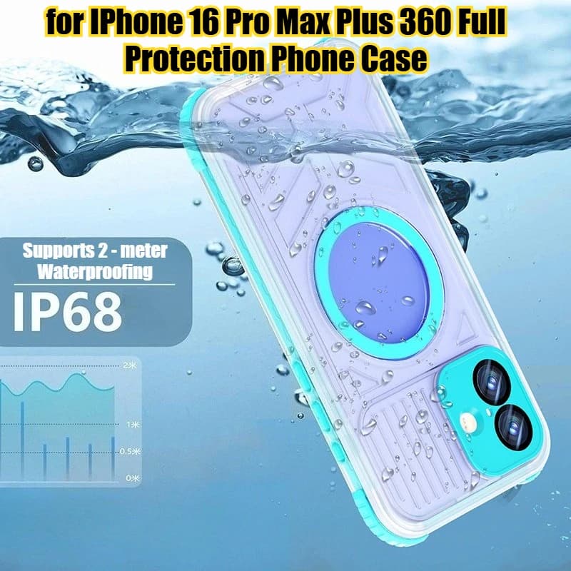 Custodia per telefono antipolvere impermeabile IP68 per IPhone 16 Pro Max Plus 360 Protezione completa Ricarica wireless Telaio per lenti in lega di alluminio
