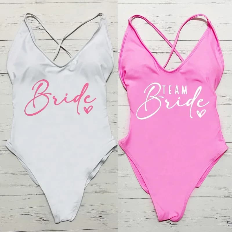 Costumi da bagno Donna Team Bride love Costume intero Costume da bagno estivo Padds sexy Costumi da bagno Costumi da bagno monokini maillot de bain