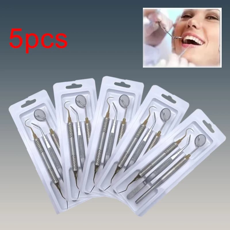 5 pcs Dentale Mouth Mirror Grippers Curved Sweeper Dyester Double Attachment Tool Care of Tooth Cleansing Tool