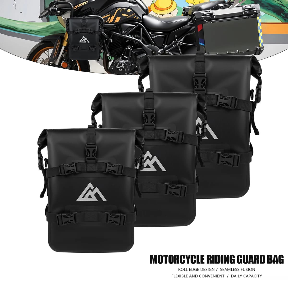 Universal Motorcycle Bumpers Bag 9/13/16L Before After Frame Crash Bar Bag Back-Mounted Bag Side Saddle Bag Toolkit Storage Bag