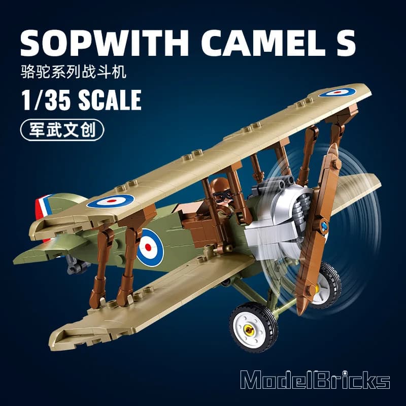 WW1 UK F. 1 Biplano Sopcon Camel Fighter Jet Classico Modello Militare Building Blocks Guerra Air Force Aerei Mattoni Giocattolo Per Bambini Regalo