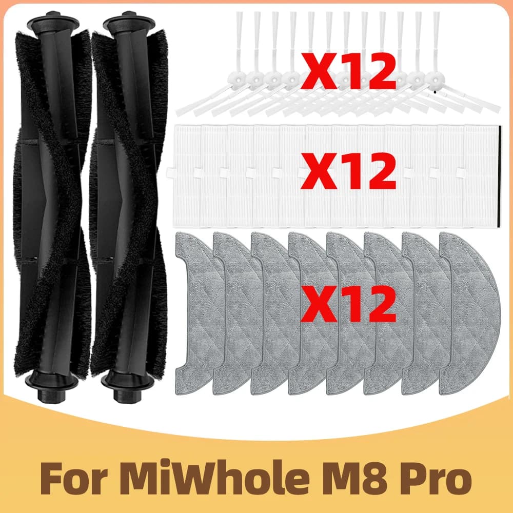 Compatibile con MiWhole M8 Pro Robot Aspirapolvere Accessori Mian Roller Spazzola laterale Filtro Hepa Panni per mop Pezzi di ricambio