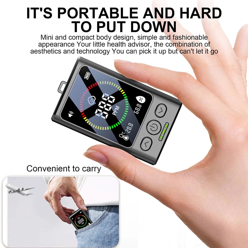 Rilevatore portatile di monossido di carbonio, allarme digitale ricaricabile con display, adatto per case, garage e uffici, ecc.