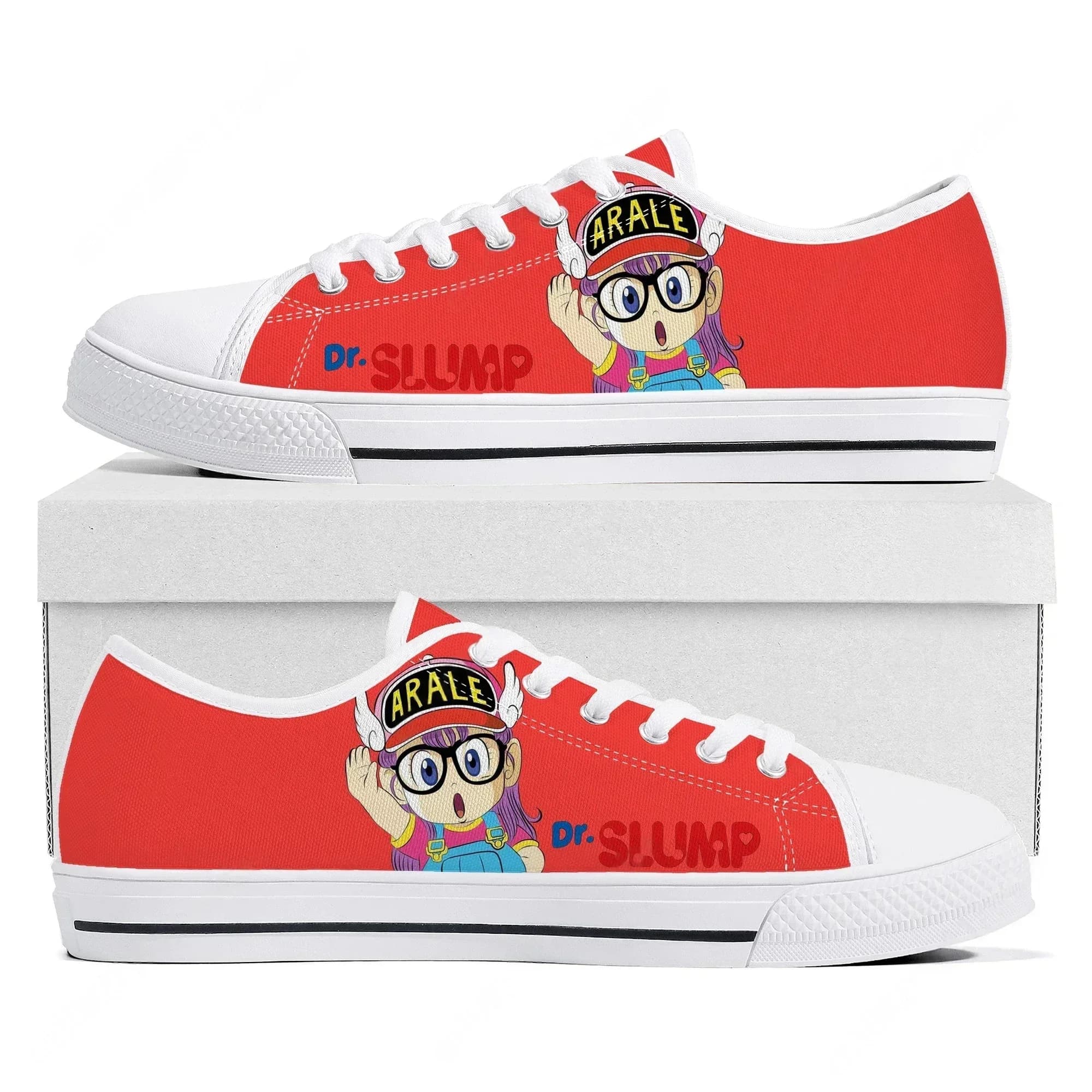 Japan Anime Cartoon Arale Dr Slump Low Top Sneakers High Quality Mens Womens Teenager Canvas Sneaker Couple Shoes Custom Shoe