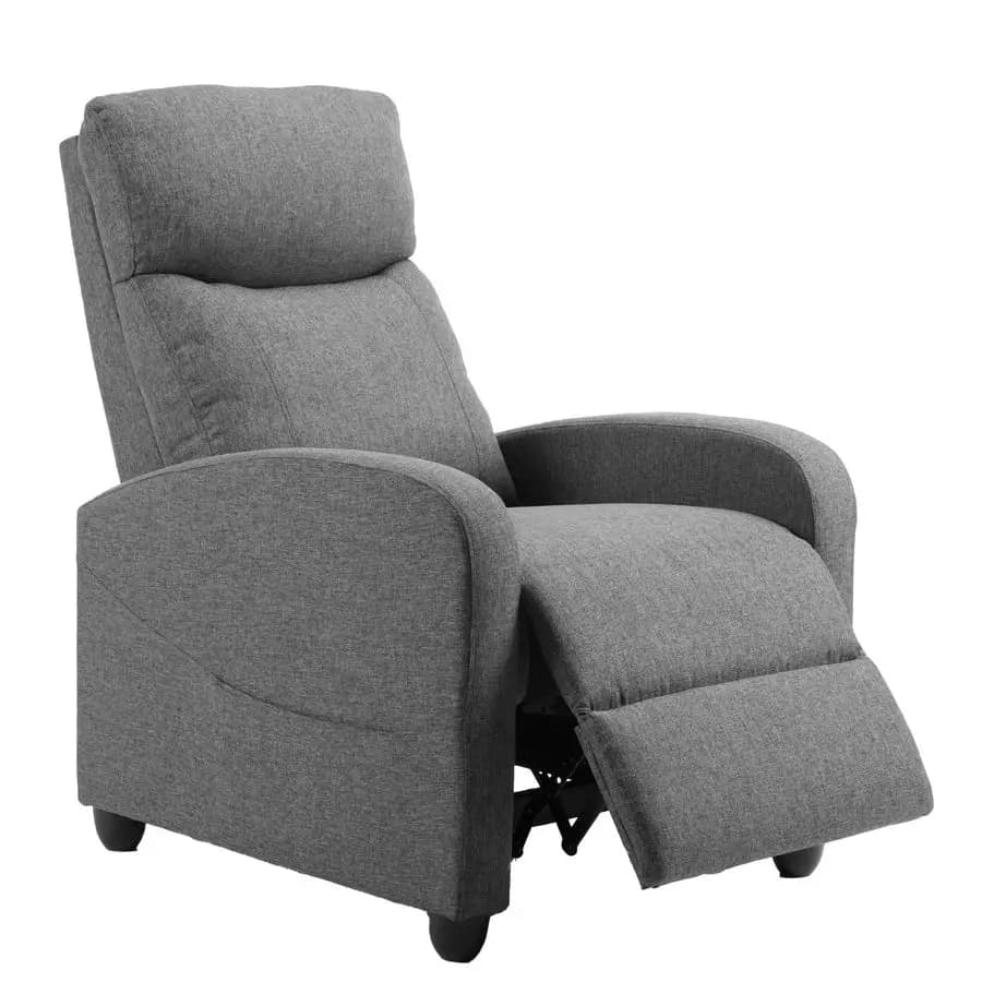 Poltrona Reclinabile in Tessuto Senza Massaggio, Seduta Home Theater con Supporto Lombare, Schienale Regolabile Imbottito Alto