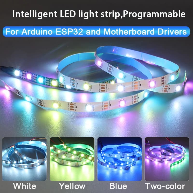 Strisce LED programmabili intelligenti RGB per Arduino ESP32 con connettori maschio DuPont Bulit-in 2812 IC 256 in scala di grigi regolabile