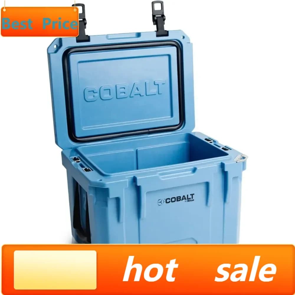 Bestseller: Frigorifero portatile Roto-Molded Super Ice Cooler Cobalt da 25 quarti | Grande contenitore per il ghiaccio che conserva il ghiaccio fino a 3 giorni |