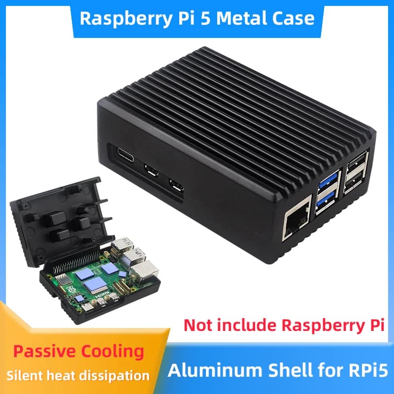 Raspberry Pi 5 Aluminum Case Armored Shell Silent Passive Cooling Shell Fin Heat Disspation Case for Raspberry Pi 5 Pi5