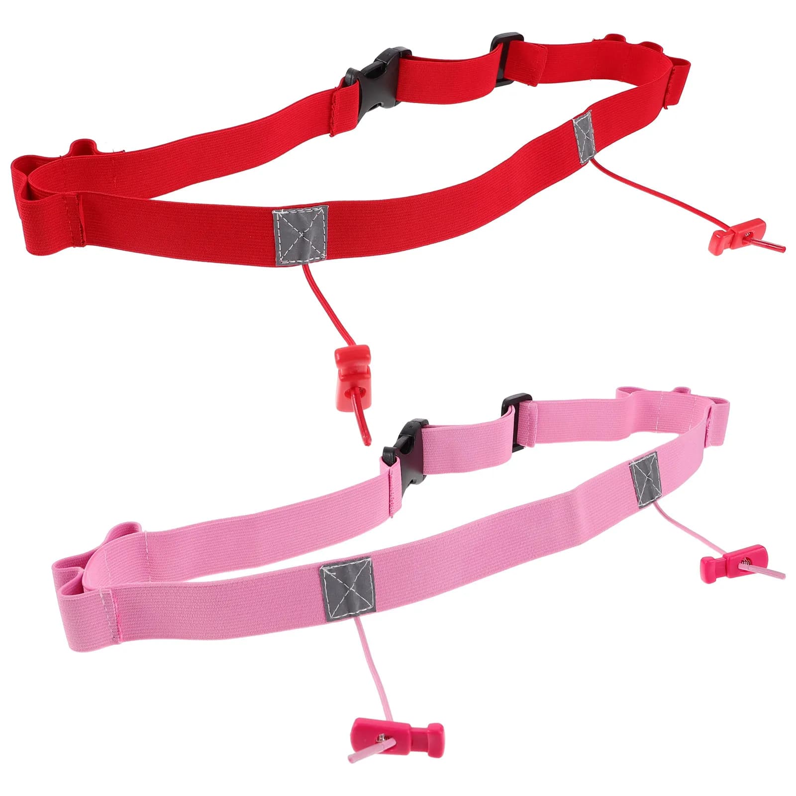 2 Pezzi Cintura Portanumero Riflettente Flessibile Regolabile Leggera per Corsa, Porta Pettorale Rosso Rosa