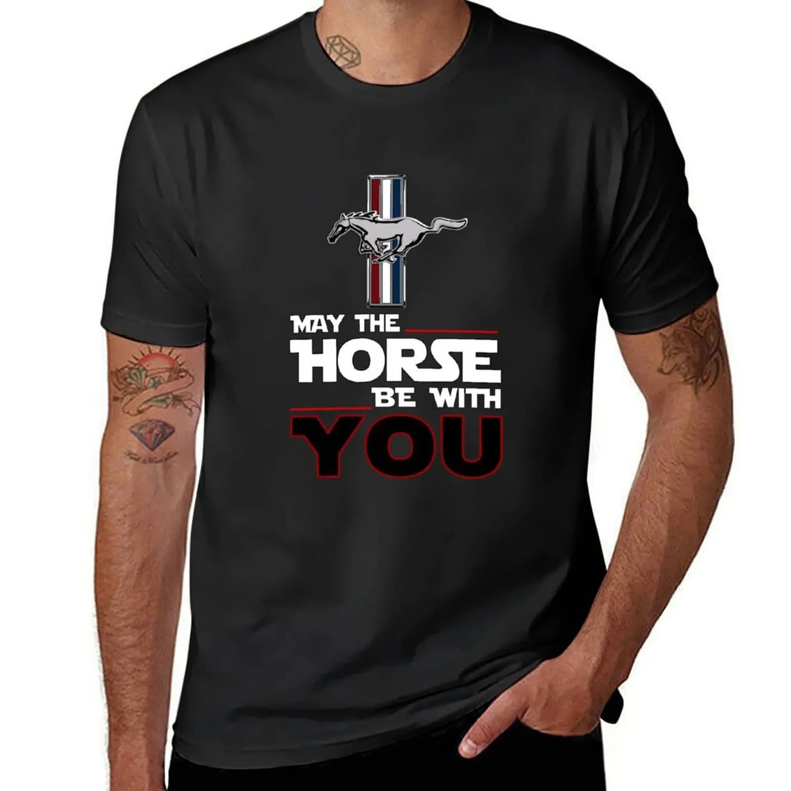 May the Horse Be with You Mustang t-shirt moda coreana animal prinfor boys hippie clothes magliette pesanti per uomo