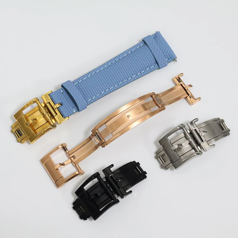 Per Delug 16mm 18mm 20mm Chiusura deployante a molla Perfetta per Rolex Cartier Orologio Sostituzione originale del cinturino dell'orologio