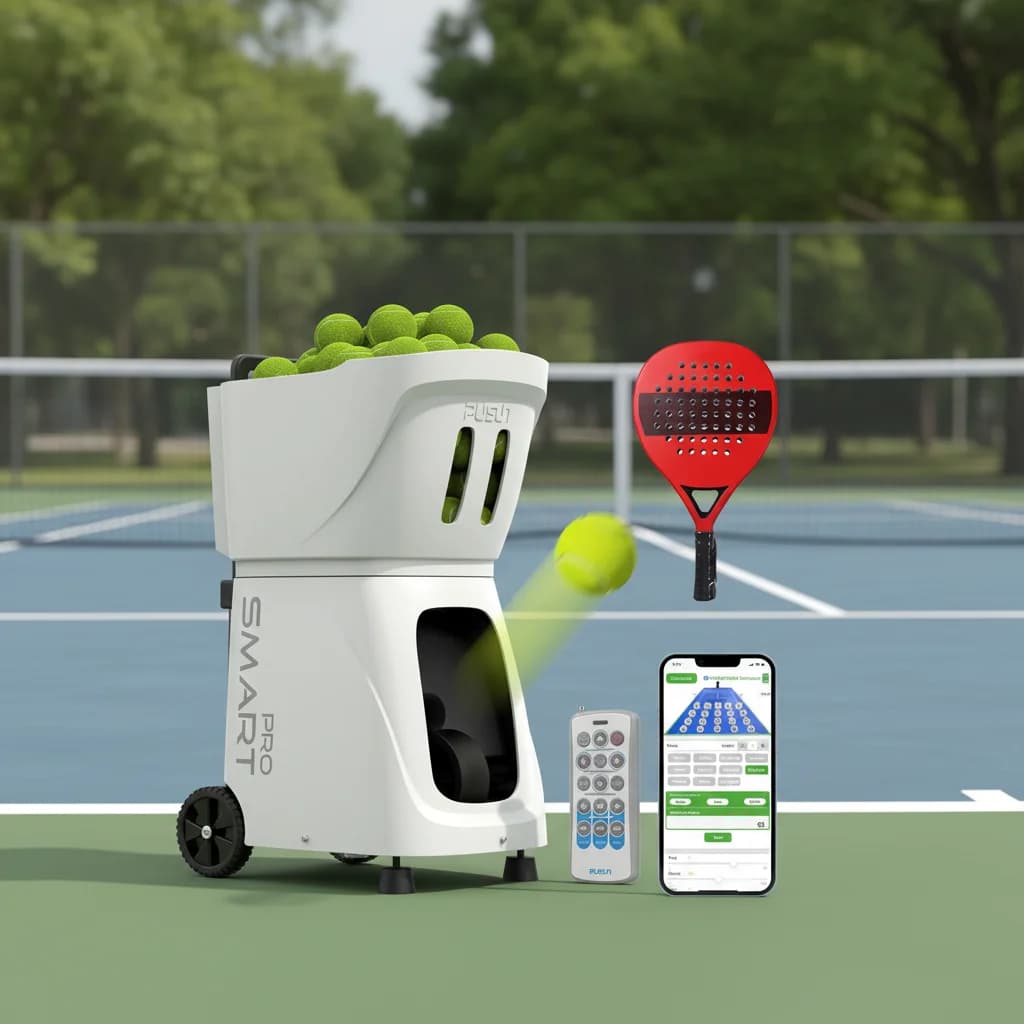 Popolare macchina lancia-palline da tennis PT-SMART PRO PUSUN con 115 palline, attrezzatura per allenamento e pratica con telecomando tramite app.