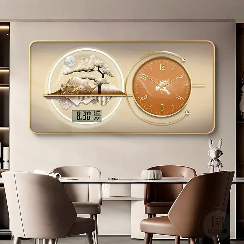Light Restaurant Decorative Painting Wall Clock Watch Room Decoration Home Decor Room Items Wall Decorations Decorating Interior