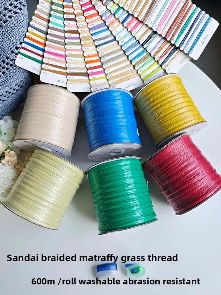 Hanrted Cotton Rfia Yarn Mat ass Loomed Bag Special Use Yarn Summer Hat Handmade Hook ass Line San Dai Weaving