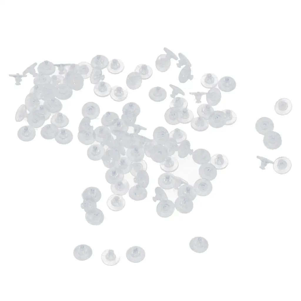 Earring Findings Bulk 100pcs Silicone Ear Stoppers Clear Transparent for Earring Making Projects
