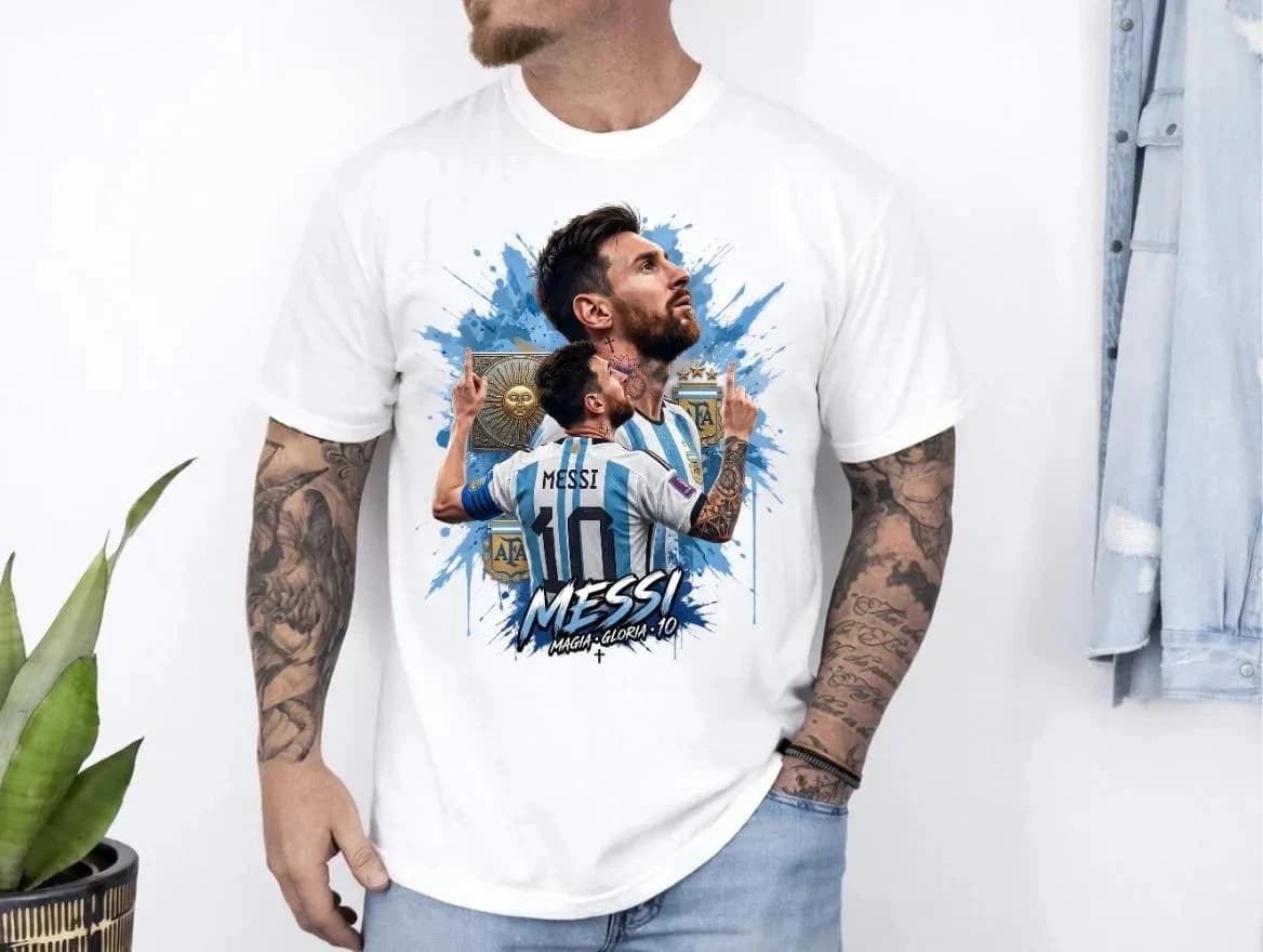 Vintage Bootleg Lionel Messi Graphic T Shirt Argentina Soccer Player Unisex Retro Football Fan Tee for Men