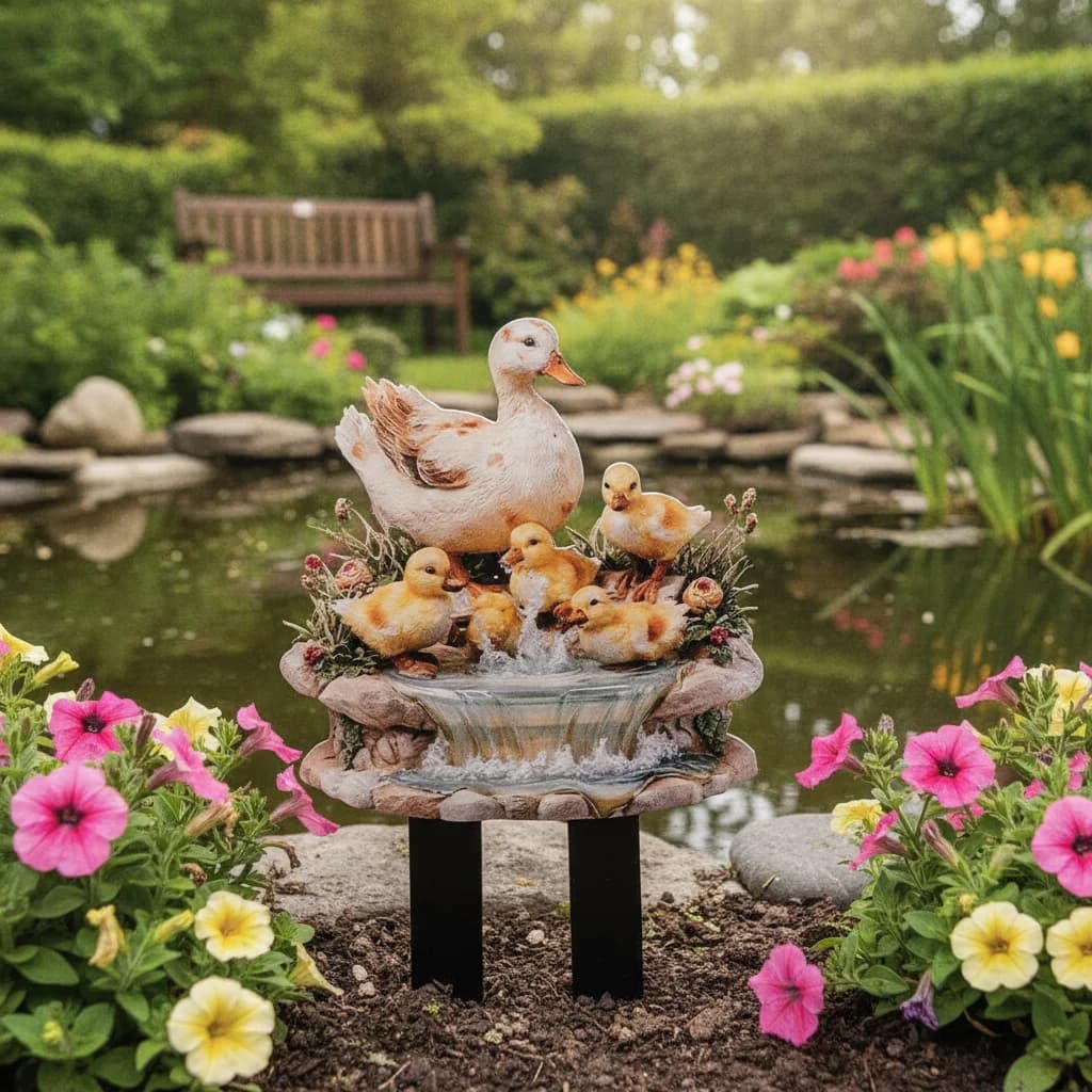 1pcs 2D Flat Acrylic Cute Little Duck Garden Outdoor Courtyard Garden Lawn Potted Plant Planting Ground Solar Duck Garden Statue