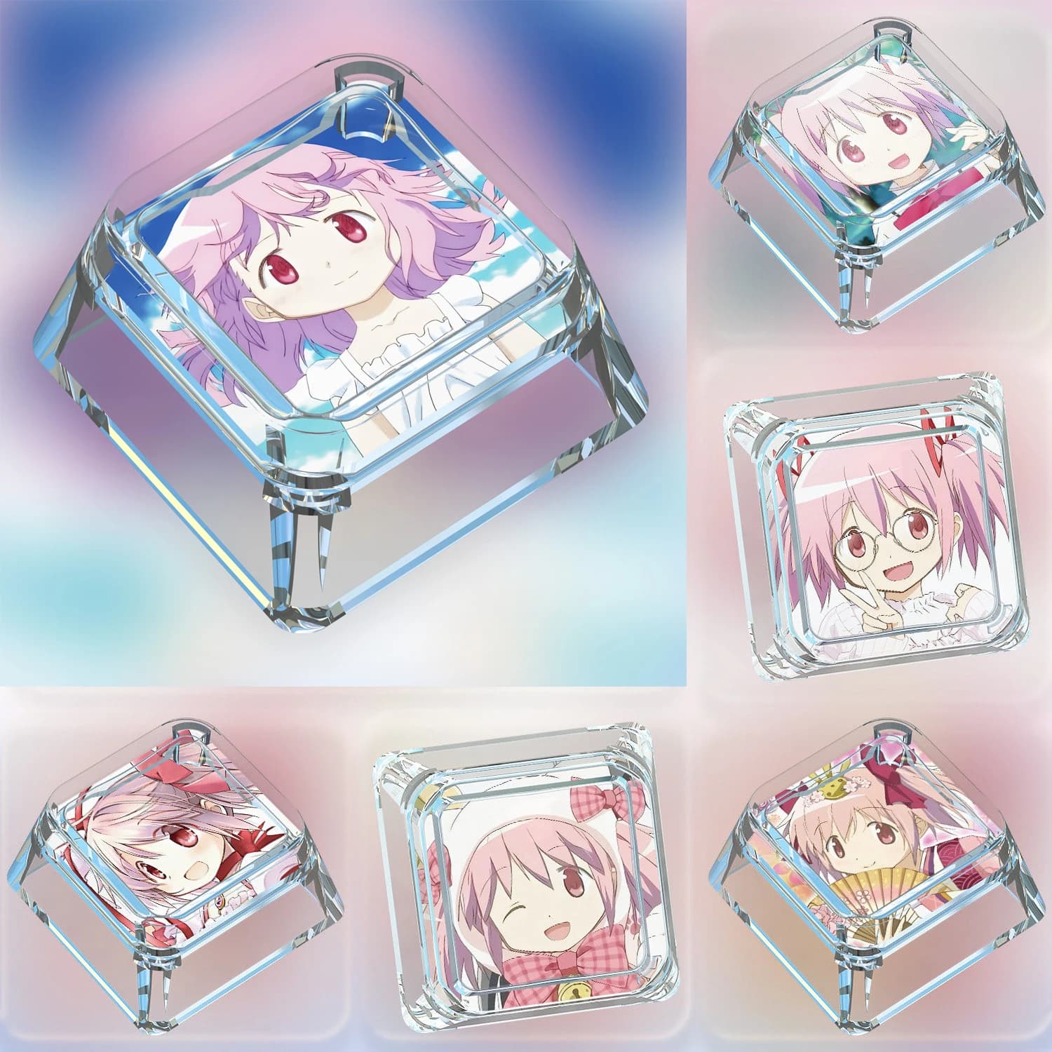 Keycaps per Tastiera Meccanica Fai-da-Te Kaname Madoka, Keycaps Personalizzati per Tastiera Meccanica Cross-Axis, Regalo Giocattolo per PC