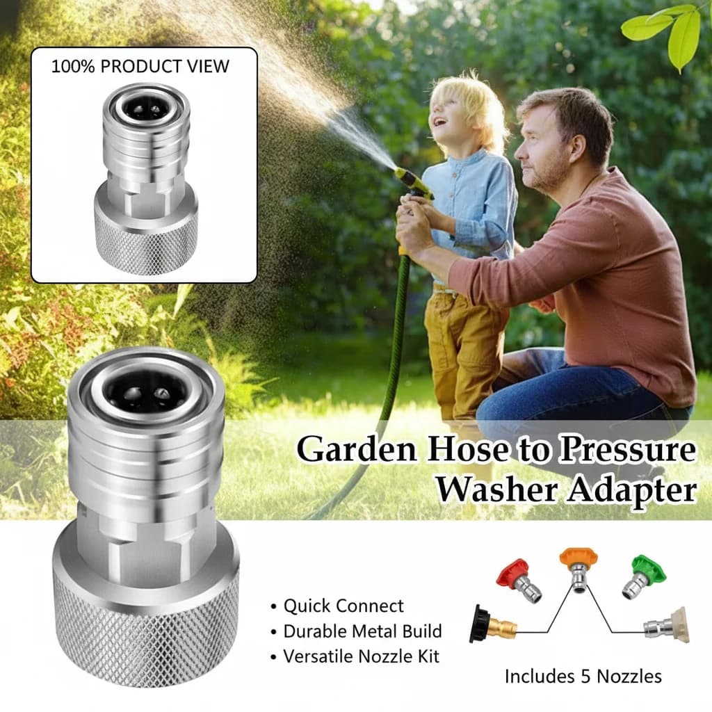 3/4 GHT 1/4 GHT Garden Pipe Adapter Quick Connection to Convert Water Pipe to Stainless Steel Pipe Connector