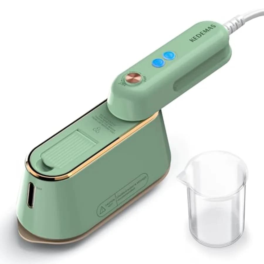Ferro da Stiro per Vestiti, Mini Ferro da Stiro Portatile da Viaggio, 2 Livelli di Vapore/Stiro a Secco/Pieghevole/1100W, Stiratore a Vapore per Indumenti SOLO PER 120V (Verde)