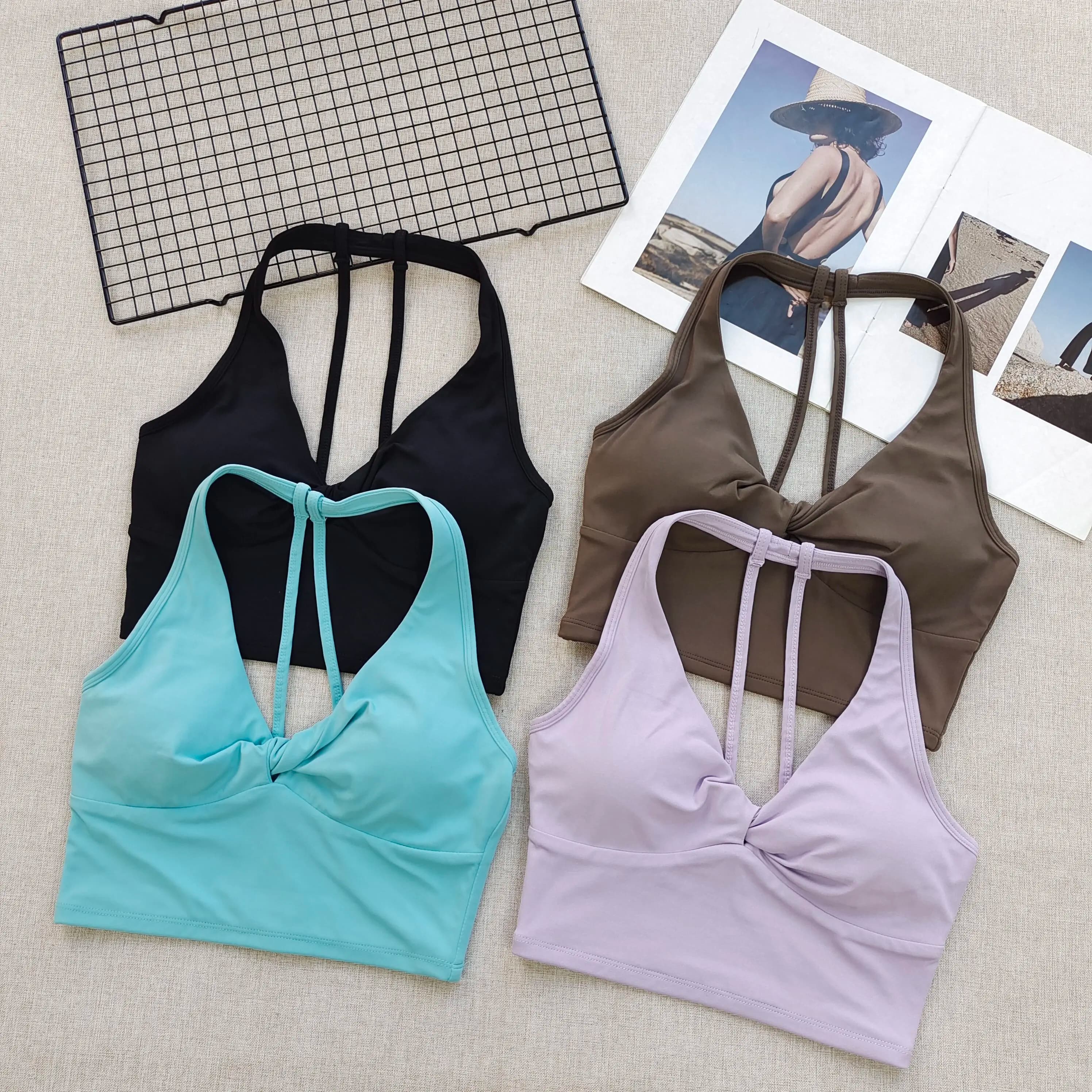 Reggiseno Sportivo da Donna, Design Intrecciato Fisso e Supportivo, Top per Pilates, Yoga, Corsa e Allenamento Fitness con Schiena Bella
