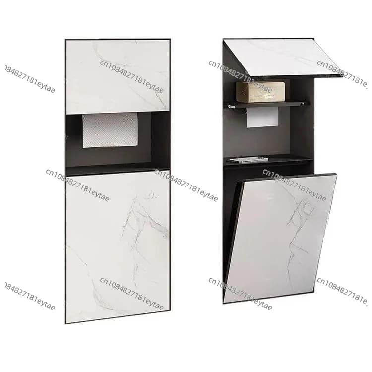 Concealed Stainless Steel Toilet Trash Can Niche Embedded Paper Towel Toilet Brush Shelf Metal Locker