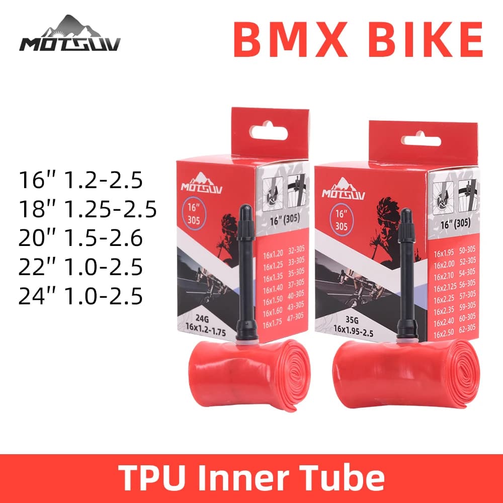BMX TPU Inner Tube Ultralight Cycling Bike Tire Tubes 16inch 18" 20" 22" 24" 1.0-2.5 Bicycle French Valve 45/65MM