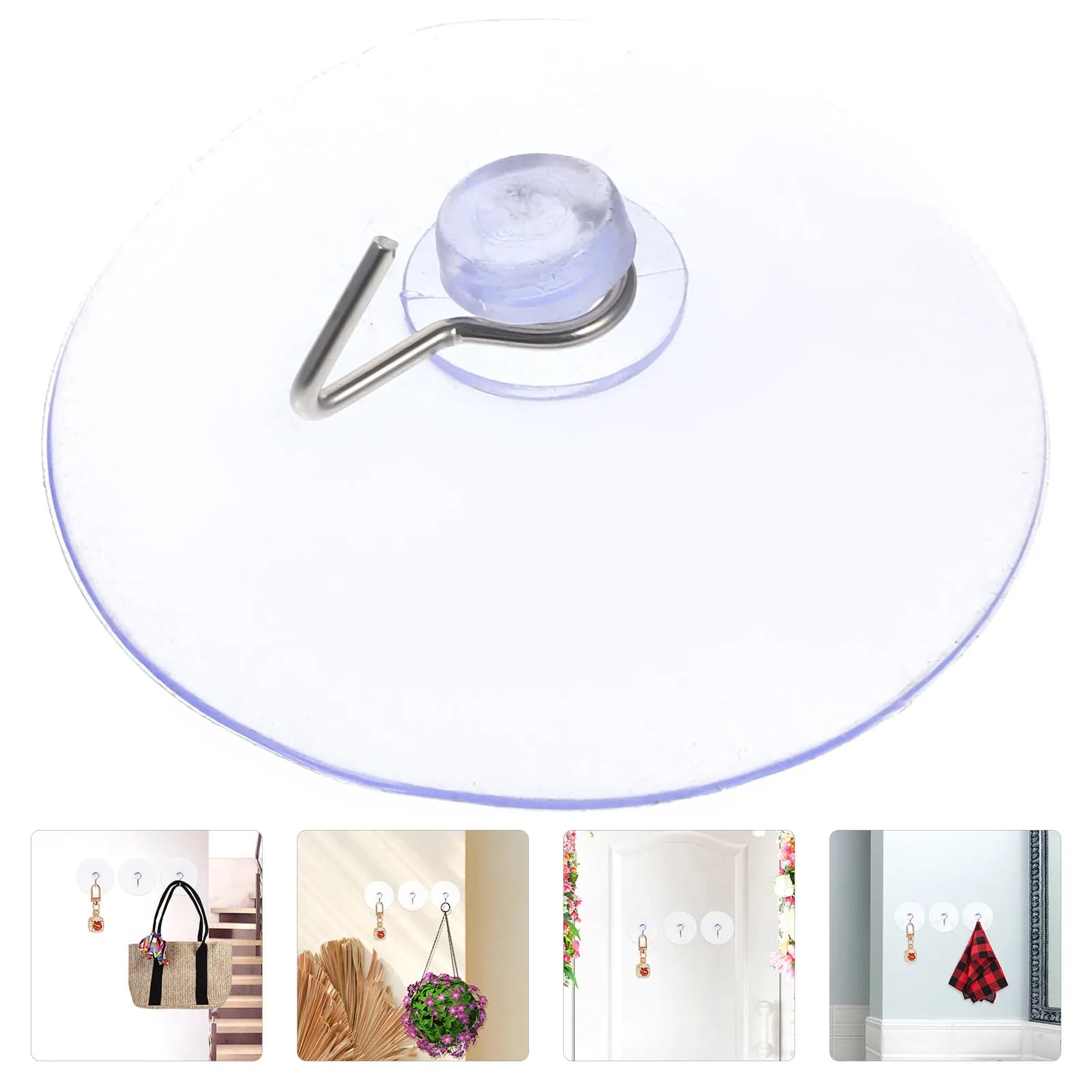 10 Pezzi Ganci a Ventosa da Parete Resistenti in PVC e Acciaio Inossidabile, Riutilizzabili, Senza Tracce, per Bagno, Cucina, Corridoio, Doccia, Porta Asciugamani