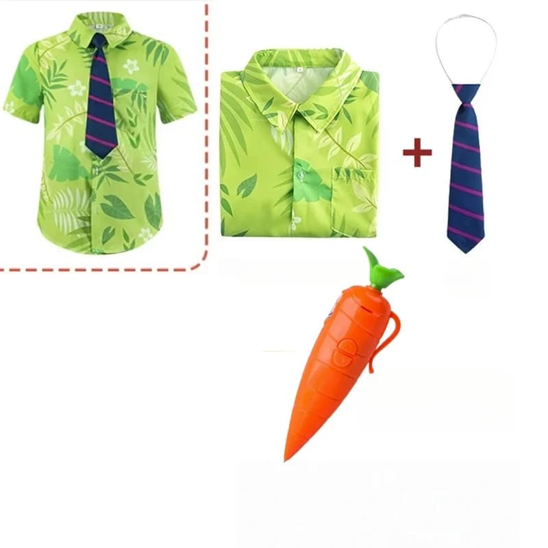 Costumi Cosplay Volpe Estivi Camicia Cravatta Registrazione Vocale Penna a Forma di Carota Set Completo Halloween Carnevale Cosplay Adulti Unisex Bambini Regali per Feste
