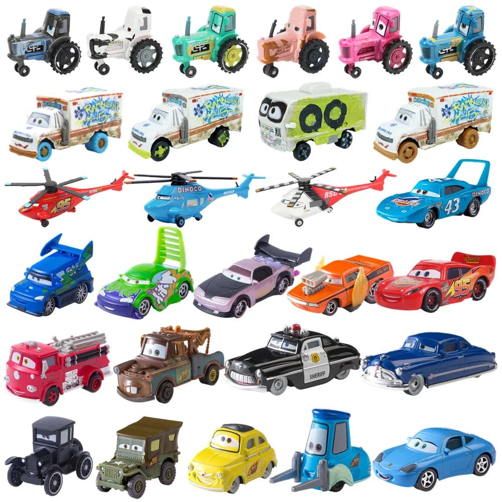 Car Disney Pixar Car Toy McQueen Jackson Storm Mater Sally Sheriff 1:55 Pressofuso Car Model Children's Toy Birthday Gift